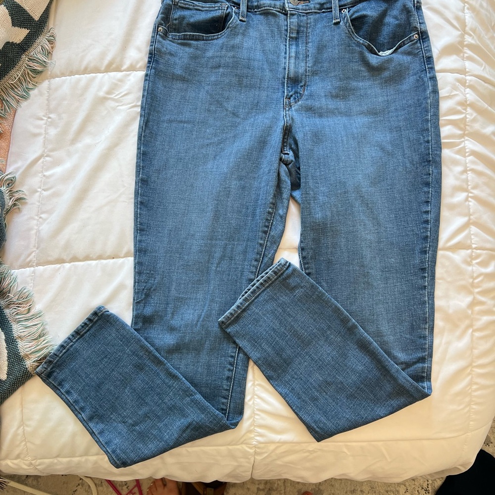 Levi's Blue Straight Leg Jeans with Classic Twill Weave